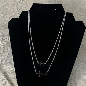 Apt. 9 Silver Layered gold Cross Necklace